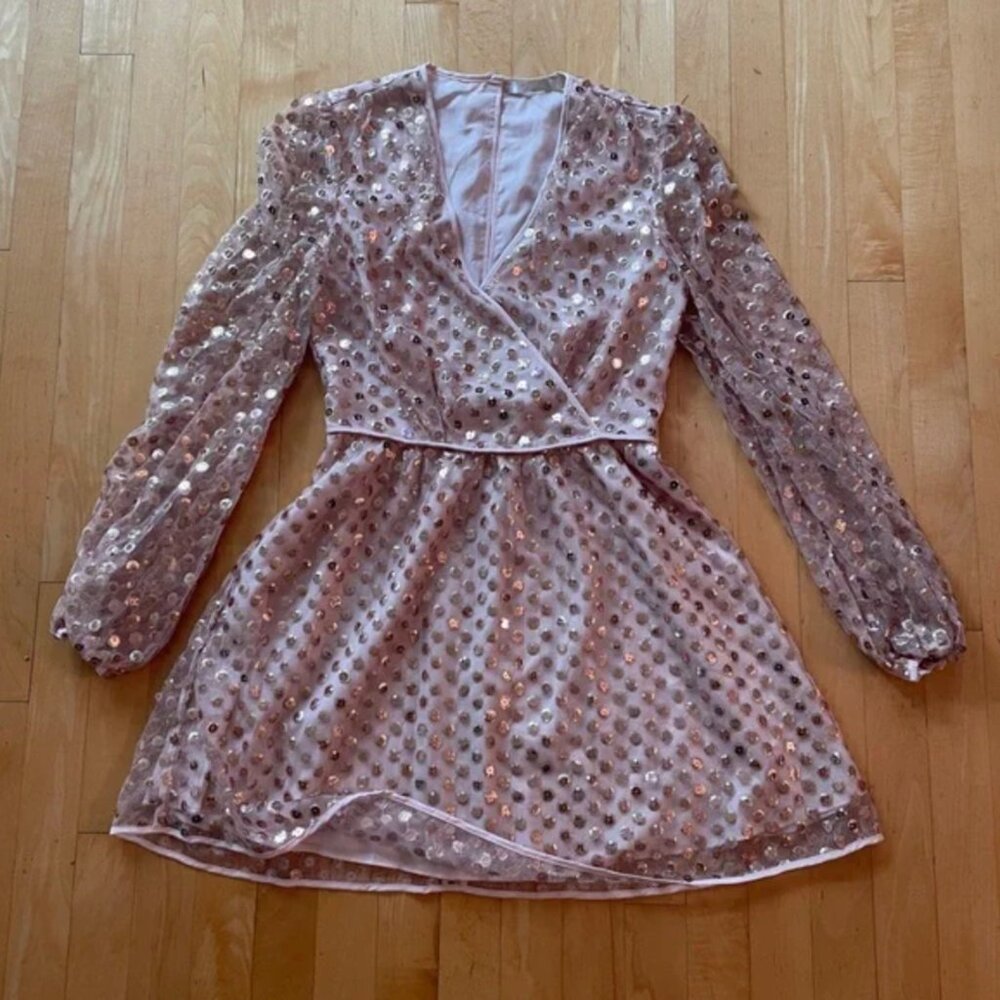 La Maison Talulah Mini Dress with Pink Sequins Size S